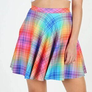 Black Milk Tartan Rainbow Matte Pocket Skater Skirt XL pride plaid